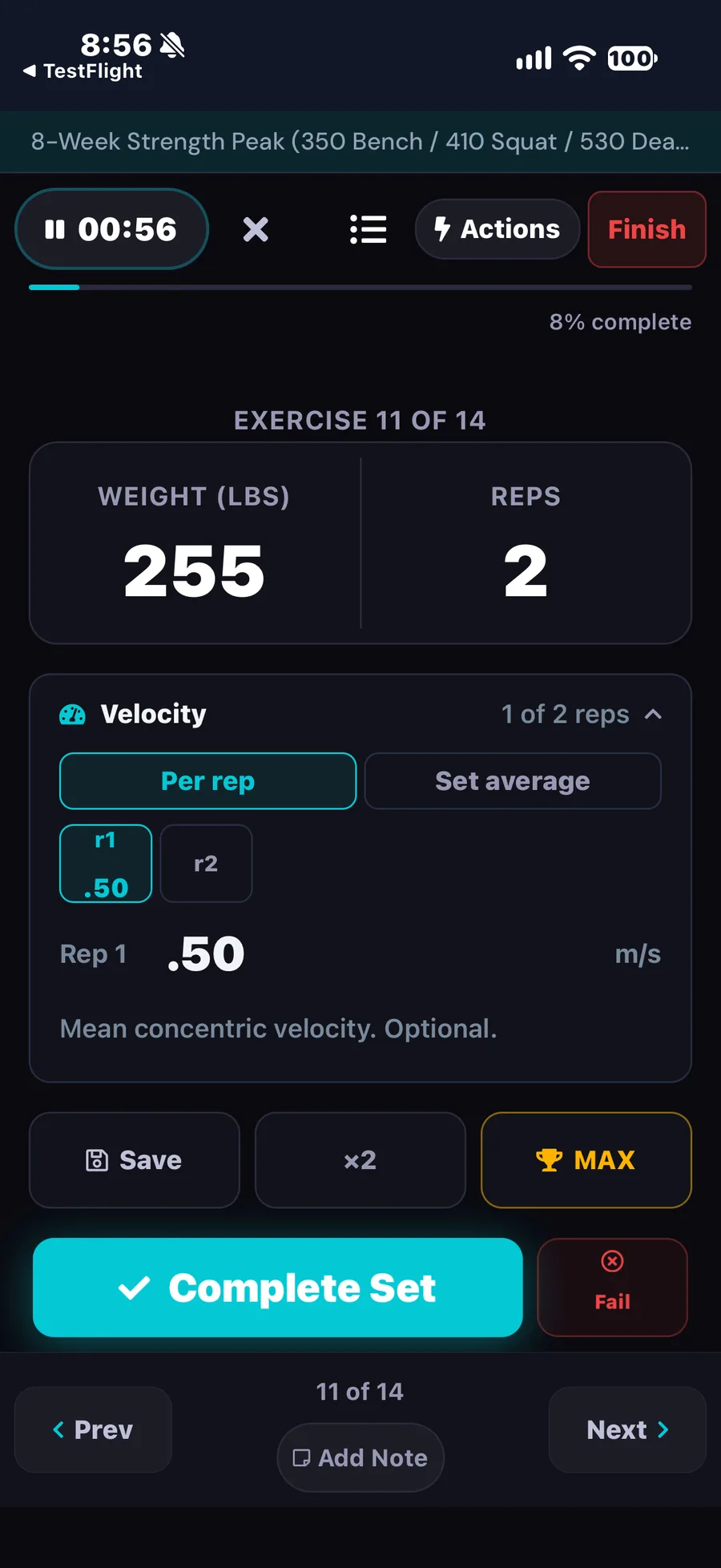 MaximumFit - Velocity — Per Rep