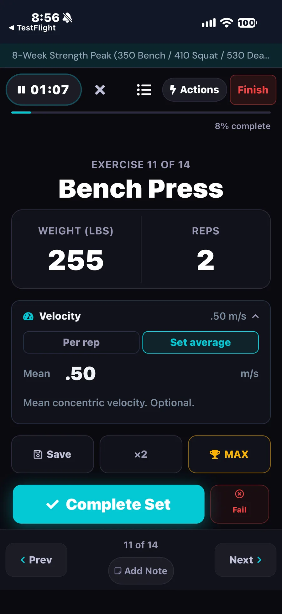 MaximumFit - Velocity — Set Average